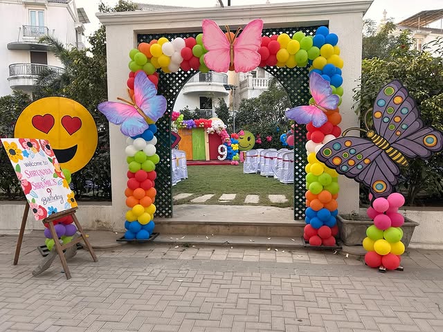 Family-friendly birthday venue styling with playful décor